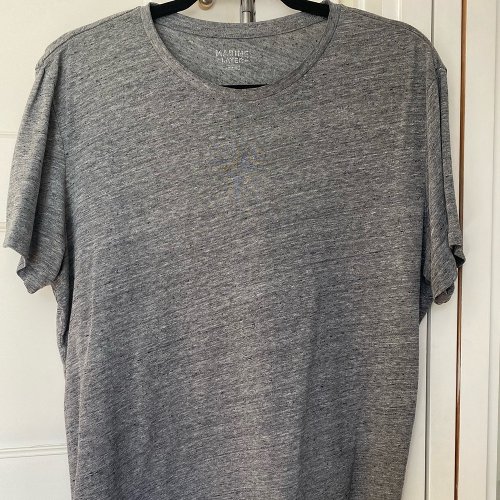 Men’s Marine Layer cotton size medium signature crew tee dark heather gray slub